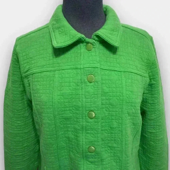 ISAAC‎ MIZRAHI LIVE! ladies long sleeve quilted button  down jacket green large - Picture 5 of 11